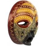 NOVICA Decorative Wood Ghanaian Mask Red and Yellow 'Edinam Luck' - B63N55I95