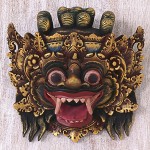 NOVICA Decorative Wood Mask Gold Tone - BVYOZ311A
