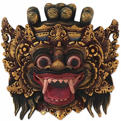 NOVICA Decorative Wood Mask Gold Tone - BVYOZ311A