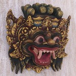 NOVICA Decorative Wood Mask Gold Tone - BYE1ADSDL