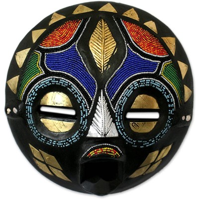 NOVICA Decorative Zambian Wood Mask Multicolor 'My Bride' - BNWBTQ8P5