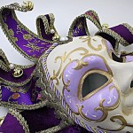 Purple Bib Venetian Jester Mask Masquerade Green Hand Painted Joker Wall Decorative Art Collection - BD2X5UPTS