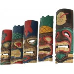 Zeckos Set of 10 Hand-Carved Tropical Island Style Tiki Masks Decorative Wall Hangings 12 Inches High - B3UUA39C1
