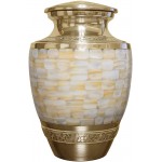 Adult Size Mother of Pearl Cremation Urn for Human Ashes Funeral Ash Container with Bag - B2VJDPLP5