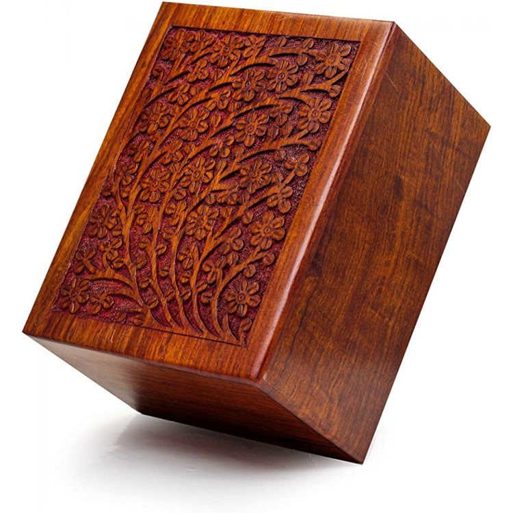 Artisans Crafted Premium Rosewood Decorative Hand Carved Wooden Urns | Carved with Precision | Memorial Wooden Urns for Loved Ones | Nagina International XX-Large - BBWM3H7IT