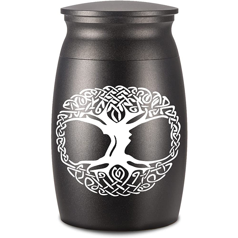 BGAFLOVE Beautiful Keepsake Urn for Ashes 2.8 Tall Tree of Life Cremation Urns for Human or Pet Ashes Handcrafted Black Decorative Urns for Funeral Thoughtful Tree Engraved Urn for Sharing - BKRQ5KF1M