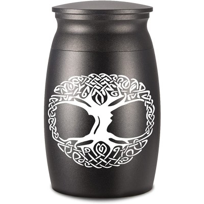 BGAFLOVE Beautiful Keepsake Urn for Ashes 2.8" Tall Tree of Life Cremation Urns for Human or Pet Ashes Handcrafted Black Decorative Urns for Funeral Thoughtful Tree Engraved Urn for Sharing - BKRQ5KF1M