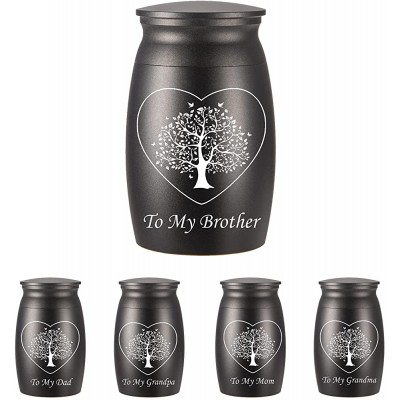 BGAFLOVE Keepsake Urn for Brother Ashes- 2.8" Tall Cremation Urns for Ashes-Handcrafted Black Decorative Urns for Funeral-Engraved Tree to My Brother Urn for Sharing - BJC0773VM