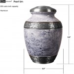 Cremation Urn for Adult Human Ashes Large Handcrafted Funeral Memorial Pearl Color Aluminum 9.6 x 6.8 - BS05KKQD9