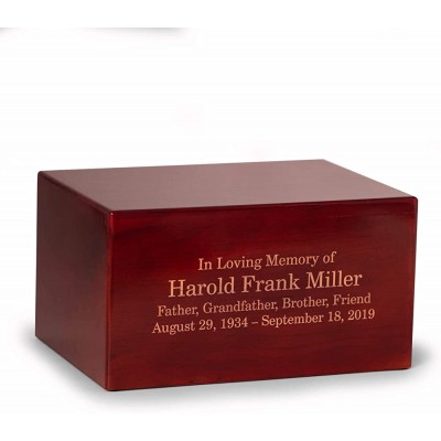 Deering Moments Custom Engraved Lacquered Rosewood Funeral Cremation Urn for Human Ashes Large - B1LUR3HIJ