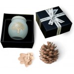 DIAUSMI JEWELRY 2.2'' Ceramic Small Urns for Human Ashes Mini Decorative Keepsake Urn Tree of Life Urn with Gift Box Blue - BDHYSF1RH