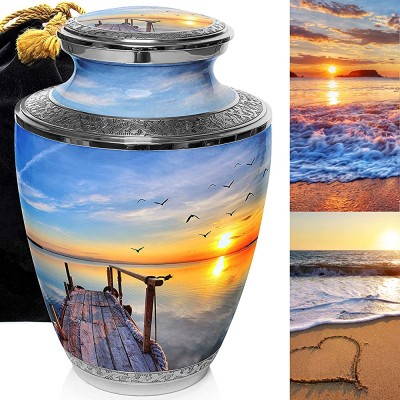 Dock of The Bay Sunset Urn Cremation Urns for Human Ashes Adult for Funeral Burial Niche or Columbarium Cremation Urns for Adult Ashes Cremation Urns for Human Ashes Large - B19OCB844