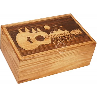 HIND HANDICRAFTS Wooden Box Funeral Cremation Urns for Human Ashes Adult Large Burial Urns for Columbarium Tree of Life Flying Bird 250 Cubic Inches Guitar Music - BF2NKAGB9