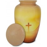 Honorary Memorials Ascending Passage Cross Cremation Urn for Human Ashes | Religious Cremation Urn Burial Urn Cremation Urn For Ashes Cremation Urn Medium Size Handmade Funeral Urn with Velvet Bag - BMG6ZVC4J