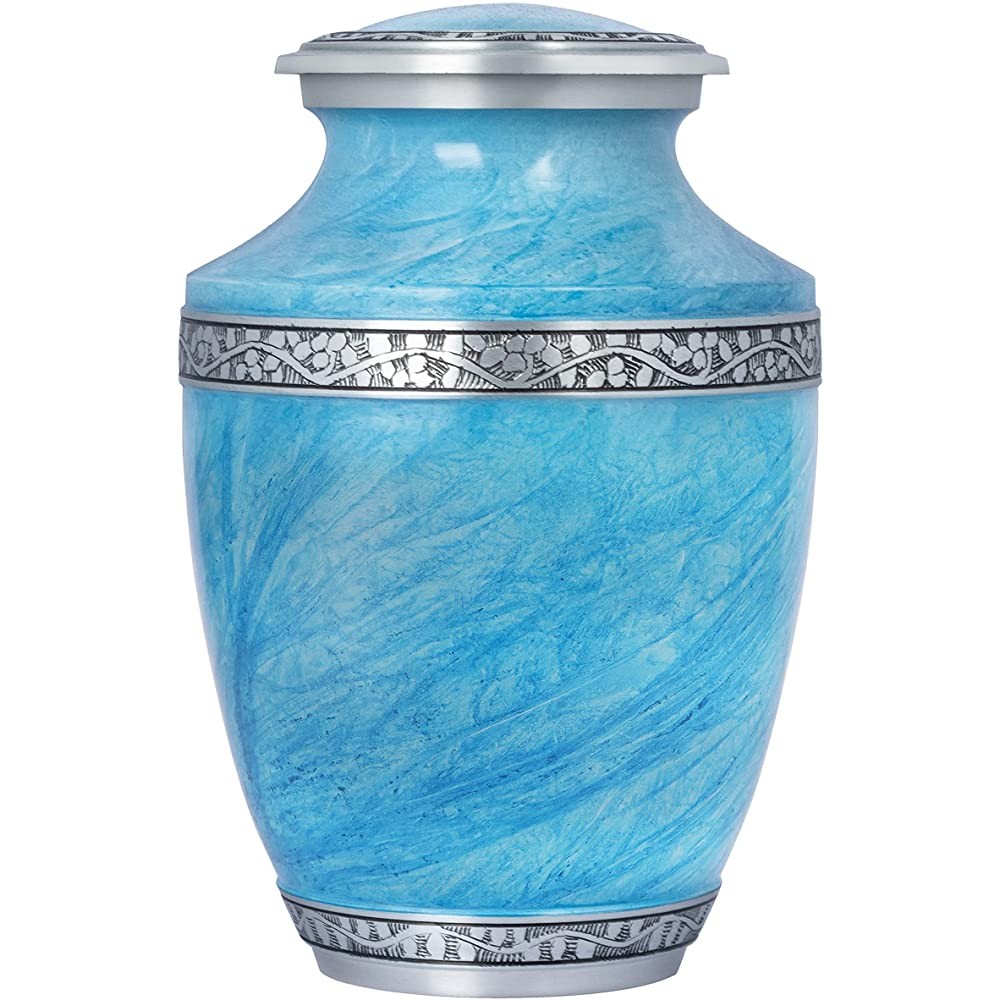 Luxury & Decorative Urns for Human Ashes Cremation Aluminum Urns Set with Lid Memorials Adult Urn for Funeral Burial Columbarium or Home Cremation Urns for Human Ashes 11 Inches by INDUS LIVING - B0OUDI0EE