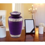 Mulberry With Silver Band Cremation Urn for Human Ashes Funeral Urn Handcrafted Affordable Urn for Ashes Large Urn With Bag - BDJNAU3F6