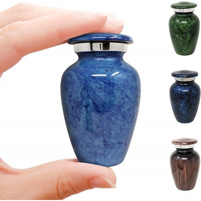 Pisces Blue Small Aluminum Keepsake Cremation Urn | Choose from 4 Unique Colors | Mini Metal Sharing Personal Funeral Urn for Pet or Human Ashes | Create Your Own Assortment - BOBHAKIHZ