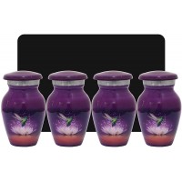 Purple Hummingbird Keepsake Urns Mini Urns for Human Ashes Set of 4 with Box & Bags Small Cremation Urns Purple Honor Your Loved One with Hummingbird Urns Perfect Purple Urns for Men & Women - BEJQBGD9A