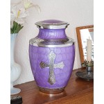 Purple Urn for Human Ashes Adult | Funeral Decorative Religious Cross Urn for Women and Men Love of God Carefully Handcrafted with Pendant Necklace - BHR3JFB9P