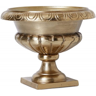 Serene Spaces Living Gold-Plated Sorrento Flower Urn Use for Home Decor Event Centerpieces Wedding Parties Floral Arrangements Indoor or Outdoor Urn Planter Measures 10" Tall & 12" Diameter - BYZ19WBPR