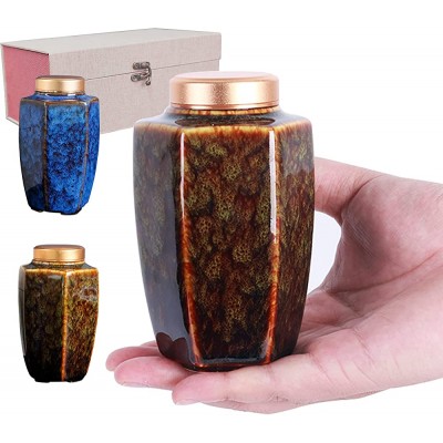 Small Urns for Human Ashes Set of 2 Keepsake Urns for Human Ashes 4.7*2.95'' Urns for Ashes Adult Male Female Blue & Green Ceramic Cremation Decorative Urns Sharing Memorial Funeral Tokens - BB2D48Z0Z