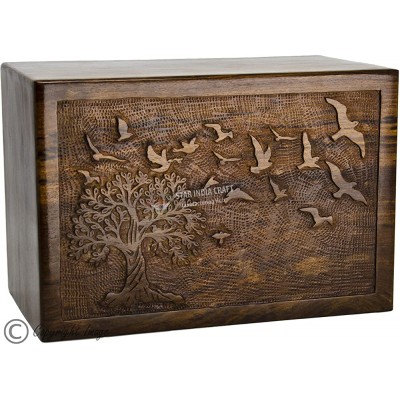 STAR INDIA CRAFT Rosewood Urn for Human Ashes Adult,Tree of Life Wooden Urns for Ashes Cremation Pet Urns for Dogs Ashes Wooden Box Funeral Urn Box Tree Life 74 340 Cu in - BTZX9HQ1V