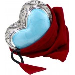 THE ASCENT MEMORIAL Ocean Blue Keepsake Heart URNS for Human Ashes with Display Stand Velvet Carry Bag and Paper Funnel Heart Shape URNS for Funeral Ashes Small Premium Gift Set of Small Heart URN - BI72NWDZD