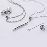 Urn Necklaces for Ashes Memorial Cremation Jewelry for Ashes Urn Locket Waterproof Keepsake Pendant Urn Jewelry with CZ Bar Pendant & Fish & 8 Shaped Necklace & Funnel Kit & Bag - BIOGMN1FZ