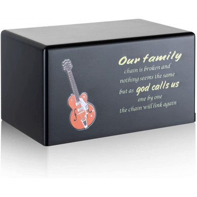 Urns for Ashes Adult Male Wooden Box,Black Guitar Human Music Urns The Perfect Resting Place for Our Beloved Ones. L - BFVXF0LPE
