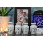 White Keepsake Cremation Urns Small White Urns Set of 4 with Premium Box & Bags Honor Your Loved One with Handcrafted Mini Urns White Unique Funeral Urns for Human Ashes Adult Male & Female - BF8H5H1FM